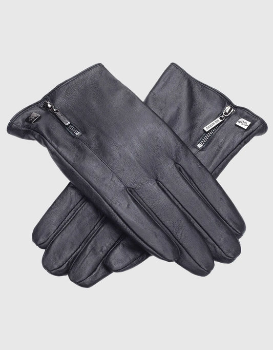 Men's Half Zipper Touchscreen Leather Gloves