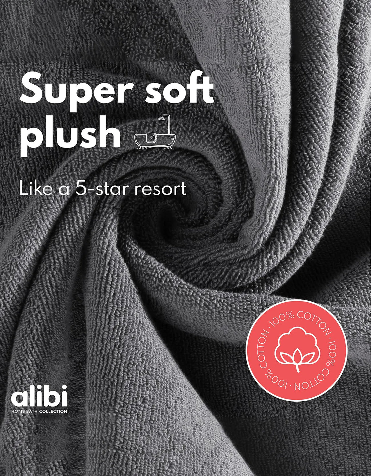Soft Absorbent Luxury Cotton Bath Towel 30x56 - 6 Pack