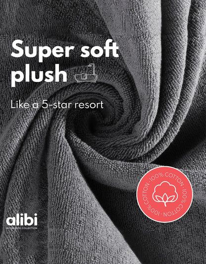 Soft Absorbent Luxury Cotton Bath Towel 30x56 - 6 Pack