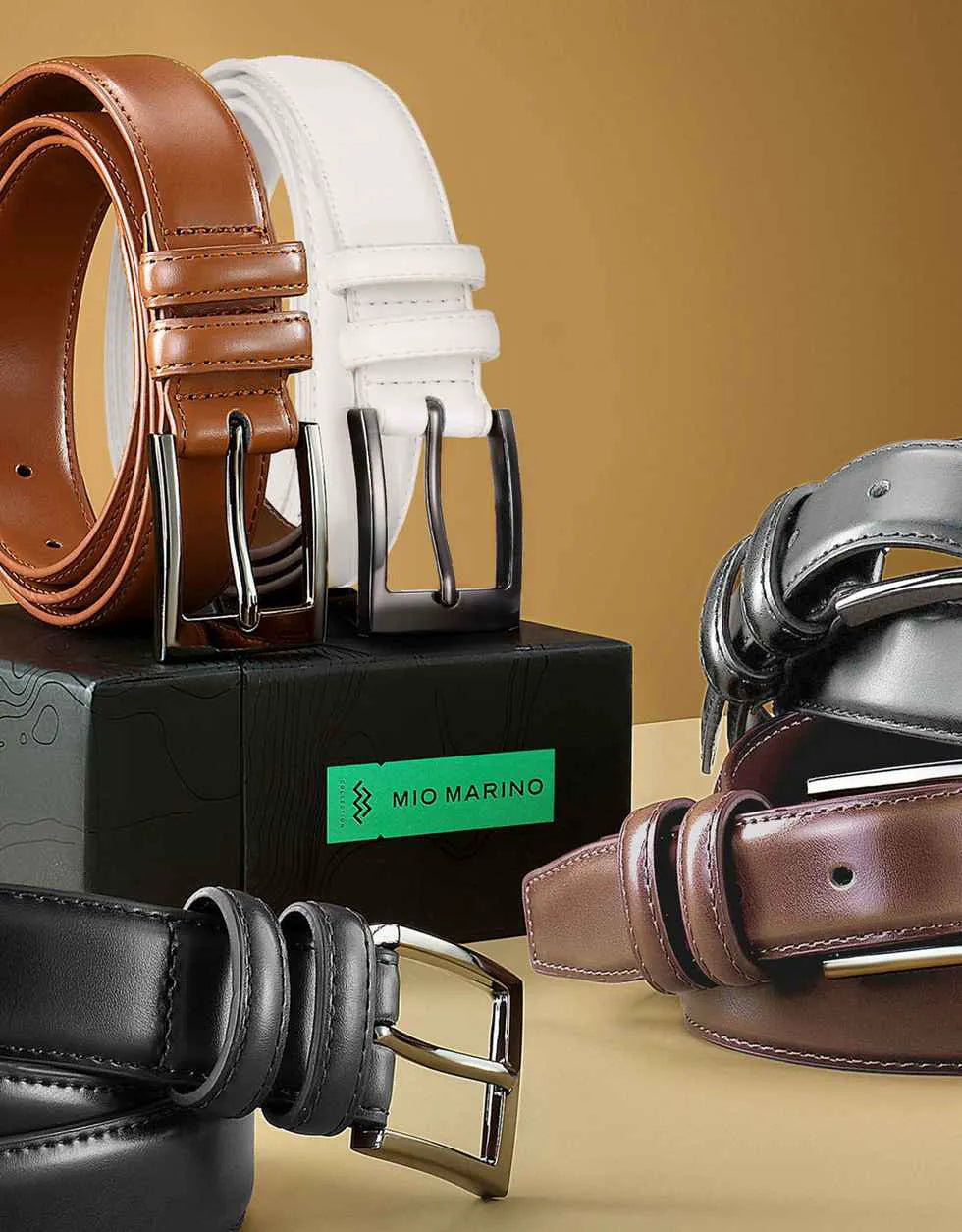 Men's Dual Ring Leather Classic Prong Belt