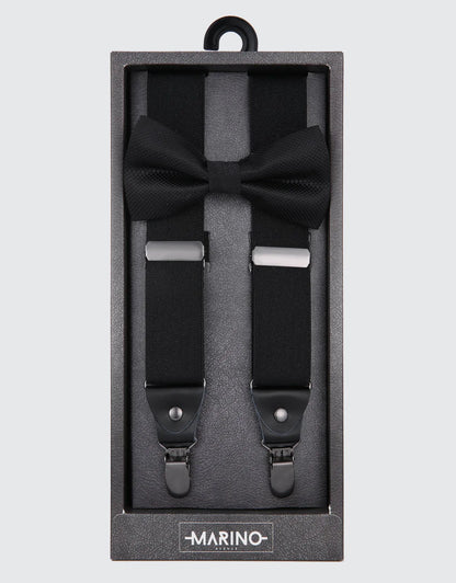 Men's Canvas Twill 1.25" Wide Suspender Bow Tie