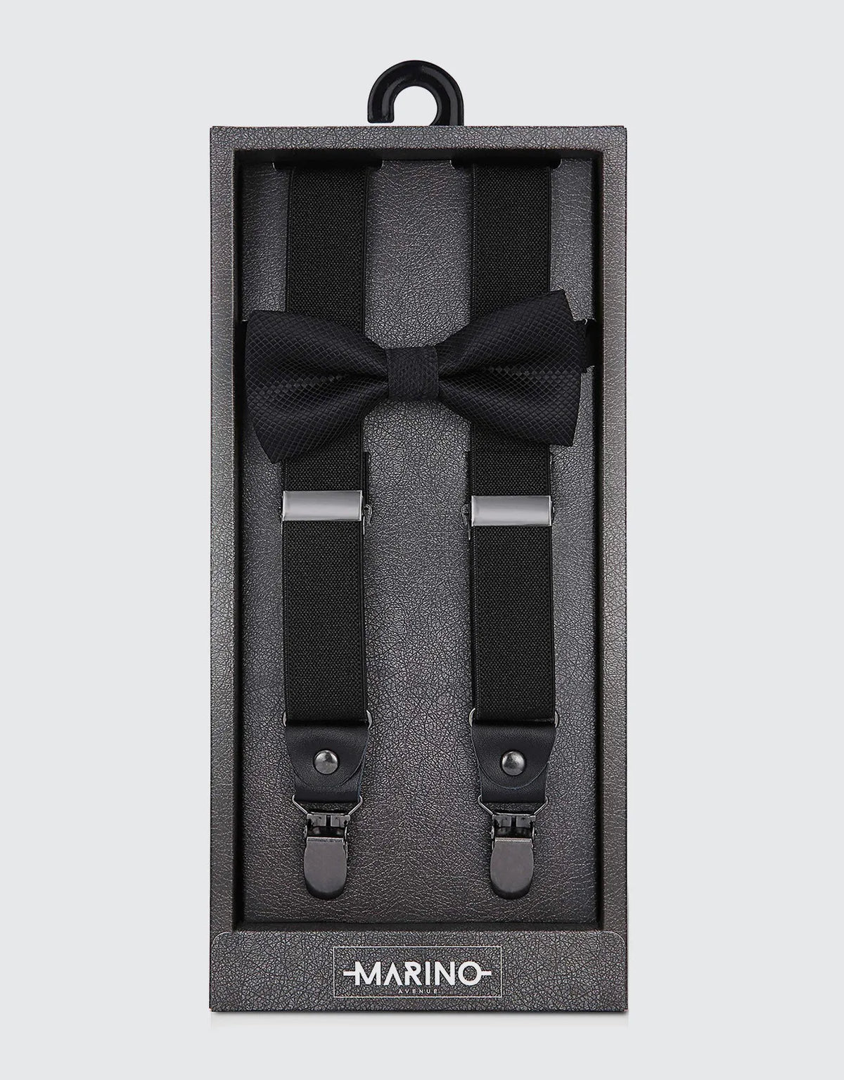 Men's Textured Strap 1" Wide Suspender Bow Tie