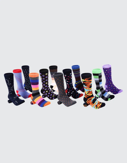 Men's Bold Designer Dress Socks 12 Pack