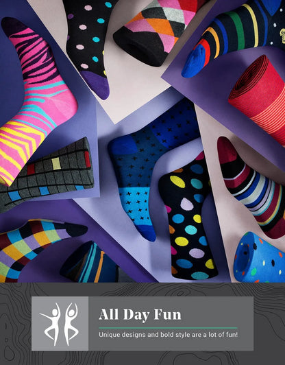 Men's Bold Designer Dress Socks 12 Pack