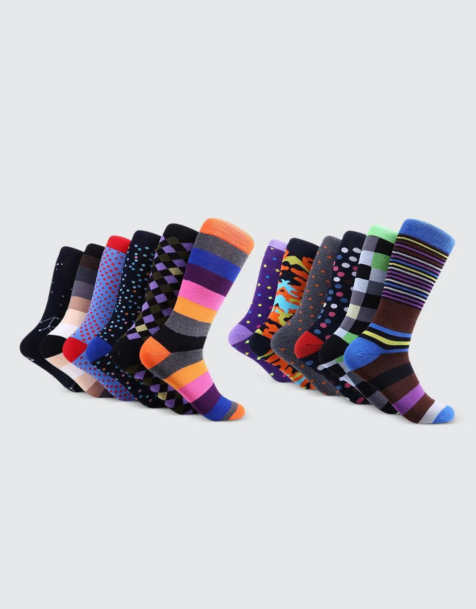 Men's Bold Designer Dress Socks 12 Pack