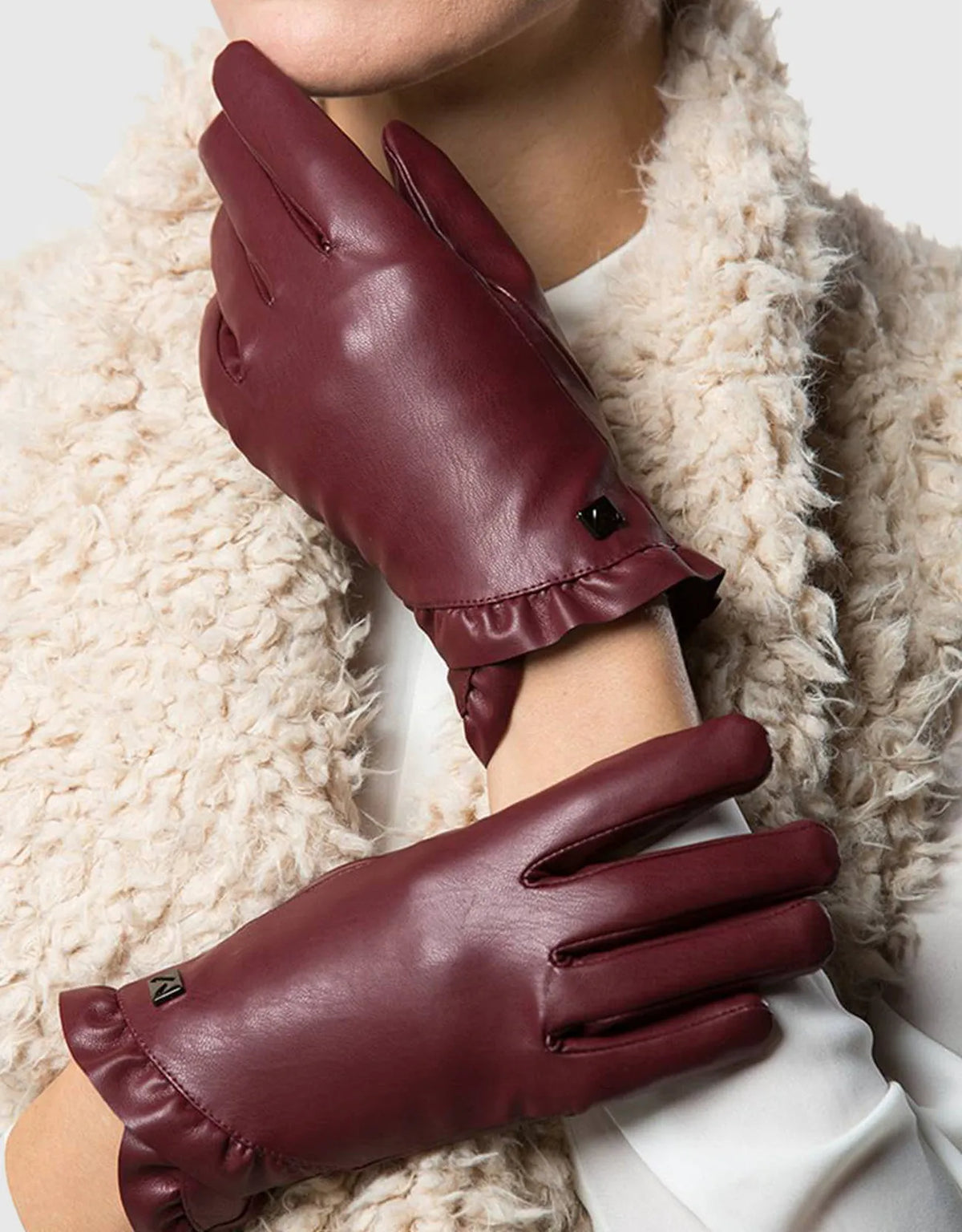 Women's Touchscreen Ruffle Winter Gloves