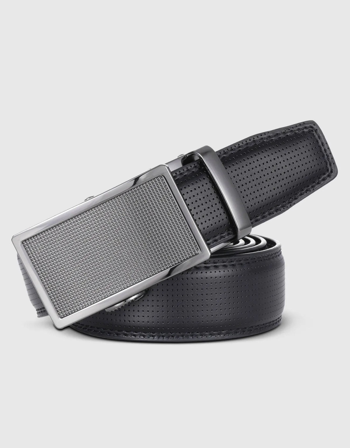 Men's Beveled Plaque Leather Ratchet Belt