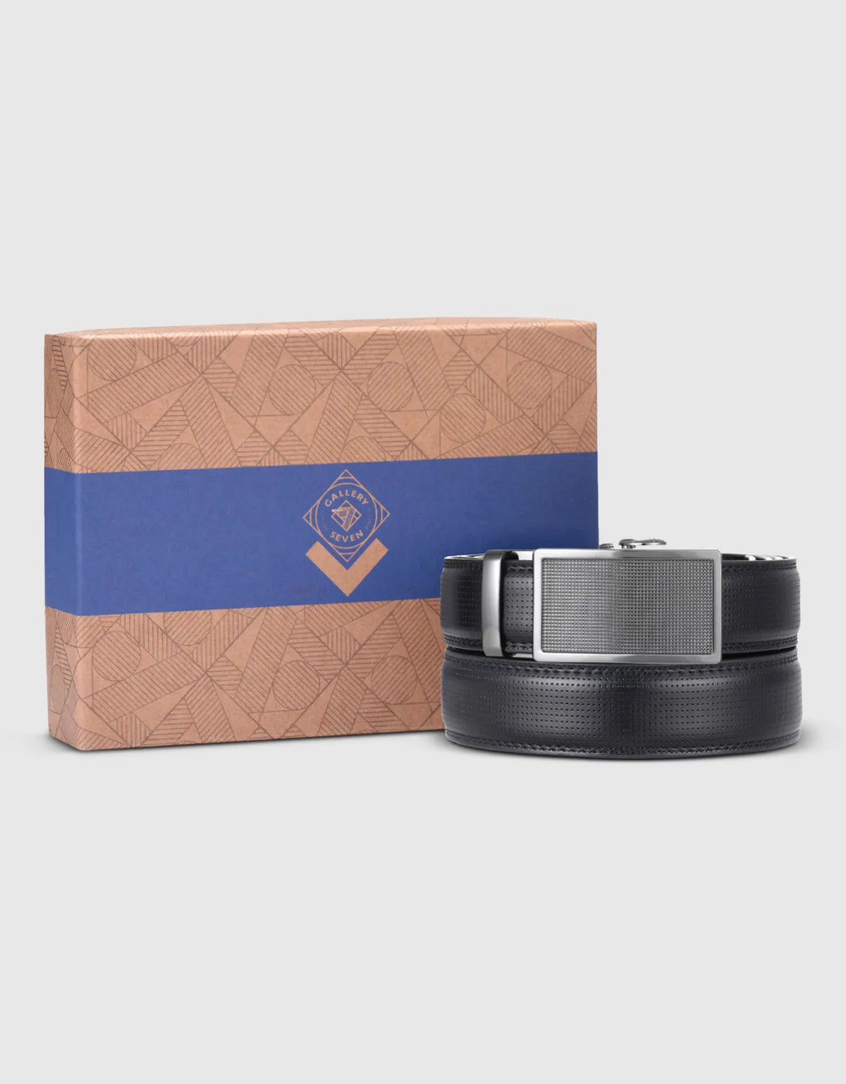Men's Beveled Plaque Leather Ratchet Belt