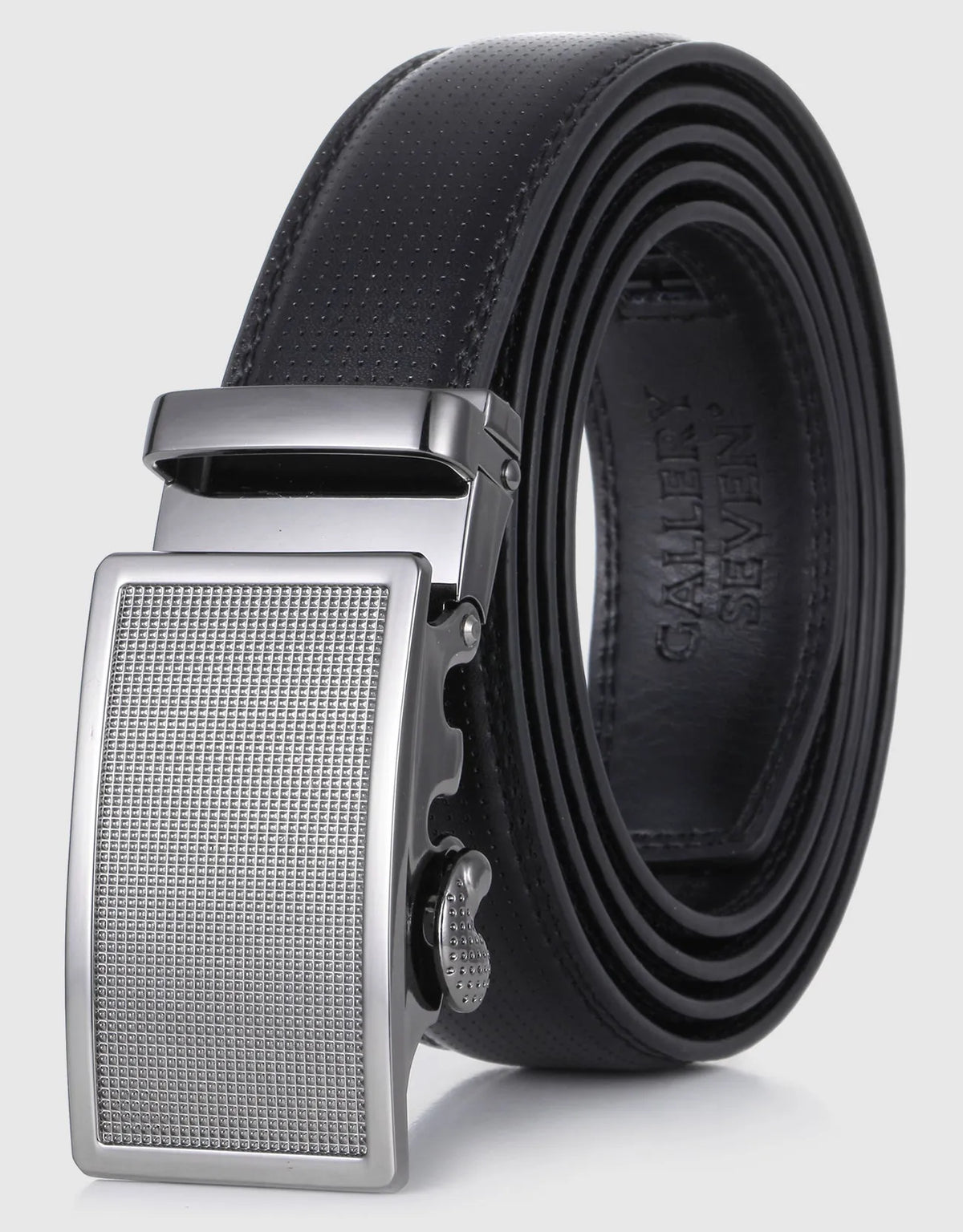 Men's Beveled Plaque Leather Ratchet Belt