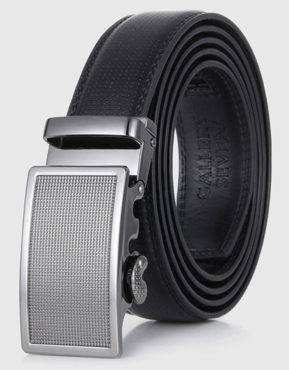 Men's Beveled Plaque Leather Ratchet Belt
