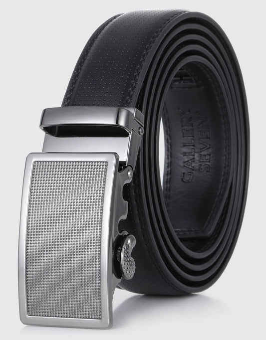 Men's Beveled Plaque Leather Ratchet Belt