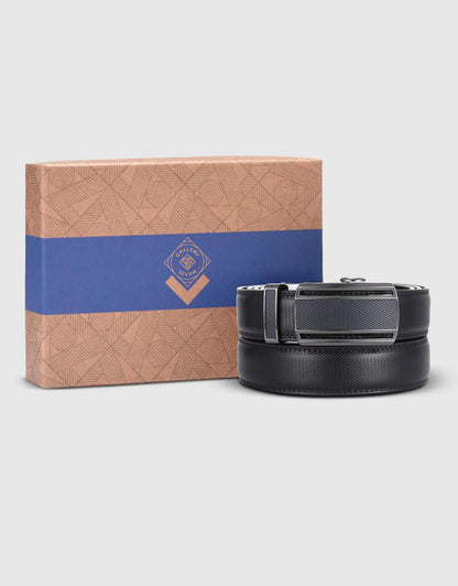 Men's Exquisite Grid Leather Ratchet Belt