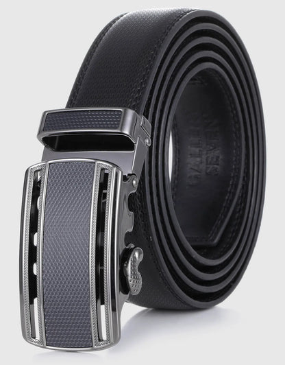 Men's Exquisite Grid Leather Ratchet Belt