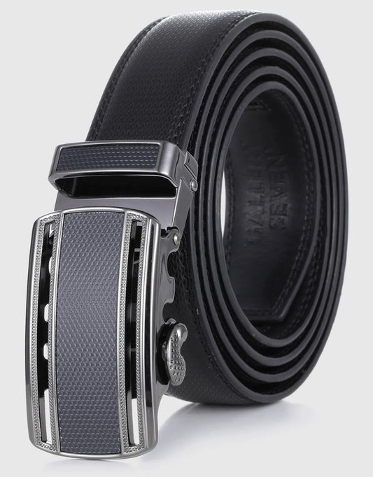 Men's Exquisite Grid Leather Ratchet Belt