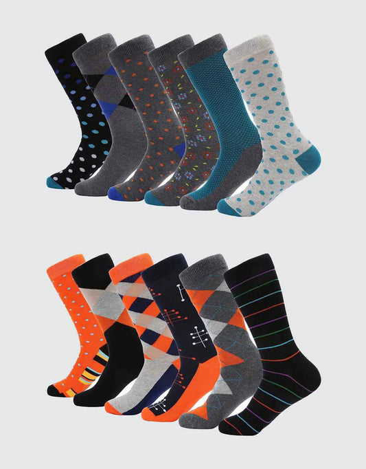 Men's Retro Collection Dress Socks 12 Pack
