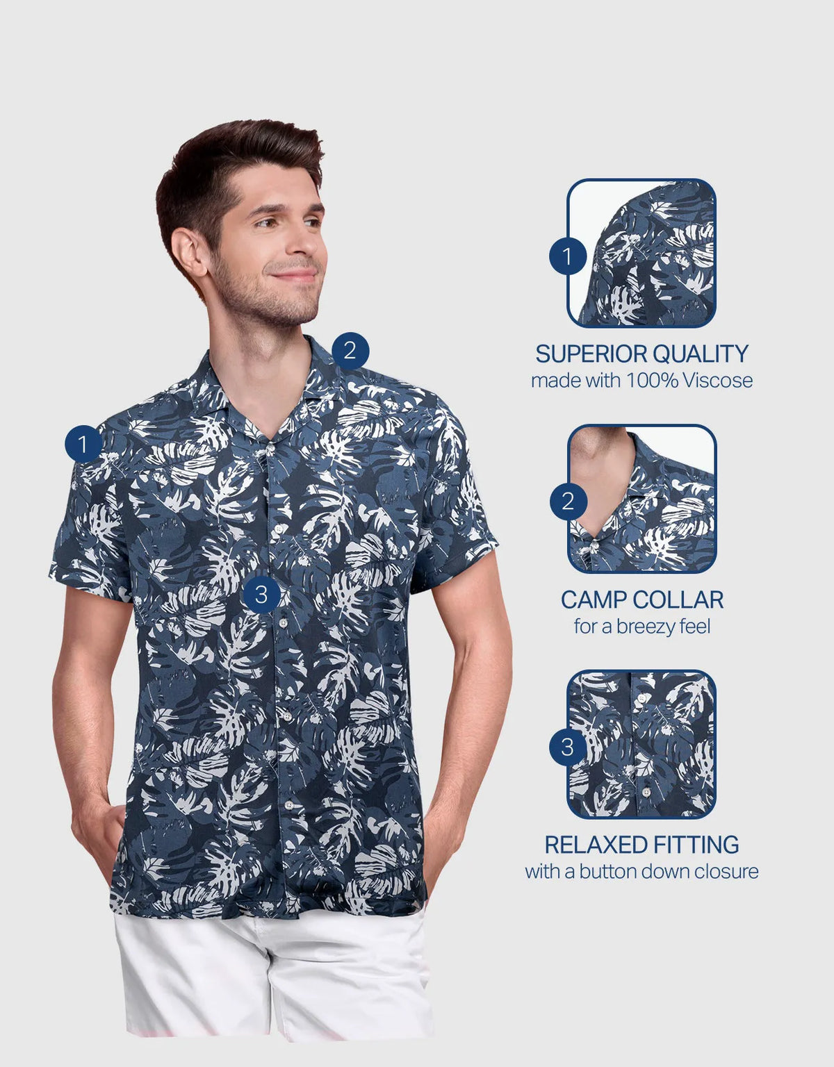 Men's Casual Button-Down Hawaiian Shirt