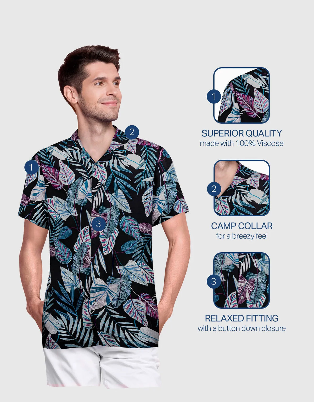 Men's Casual Button-Down Hawaiian Shirt
