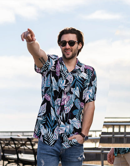 Men's Casual Button-Down Hawaiian Shirt
