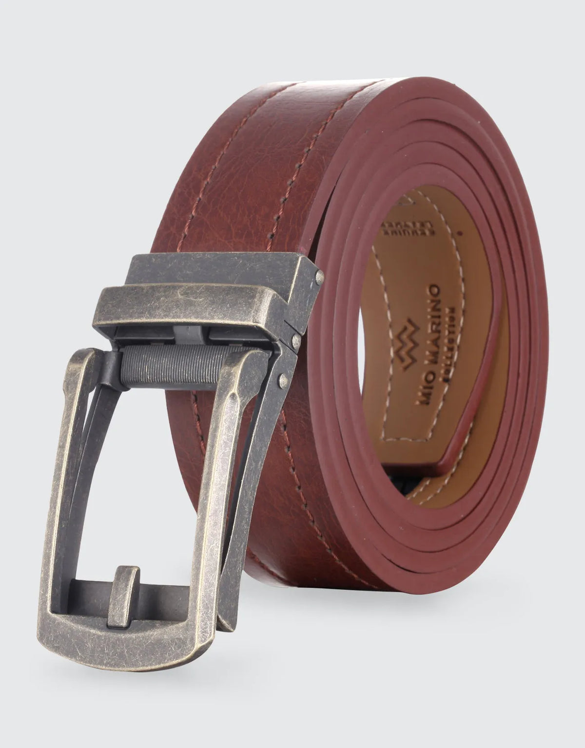 Cracked Metal Rachet Leather Belt