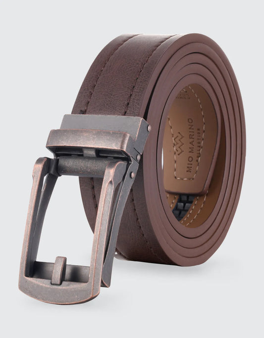 Cracked Metal Rachet Leather Belt