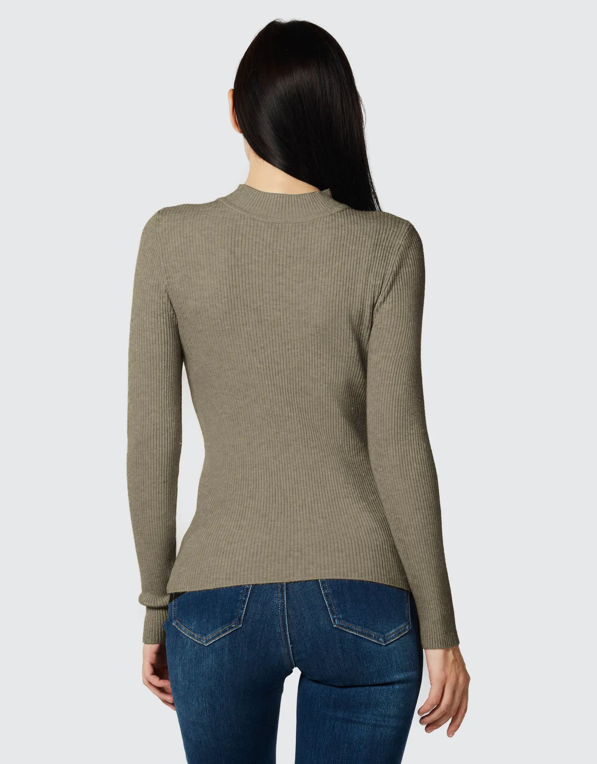 Lightweight Ribbed Mock Turtleneck for Women Slim Fit