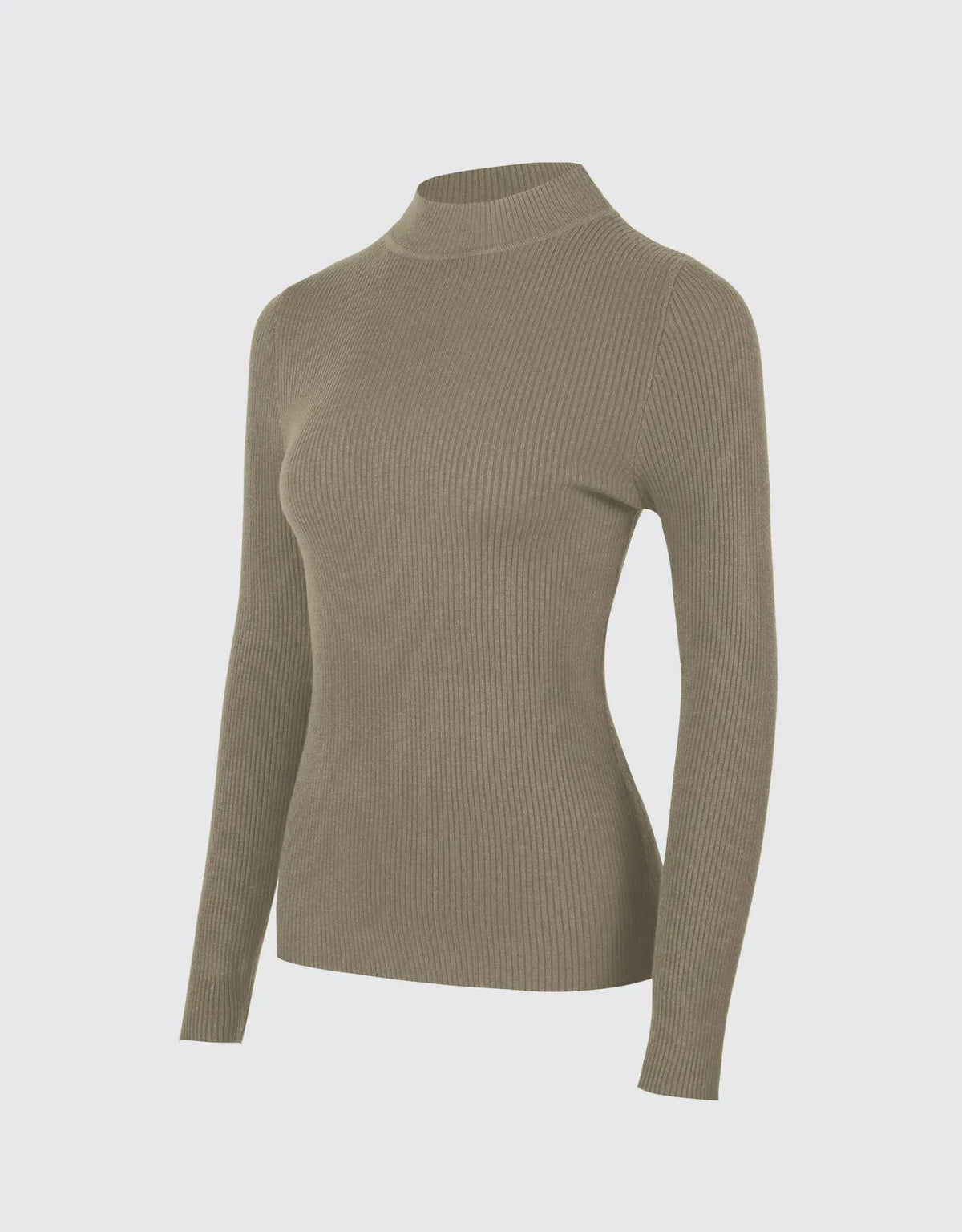 Lightweight Ribbed Mock Turtleneck for Women Slim Fit
