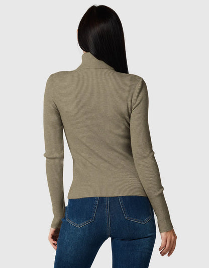 Lightweight Ribbed Turtleneck for Women Slim Fit