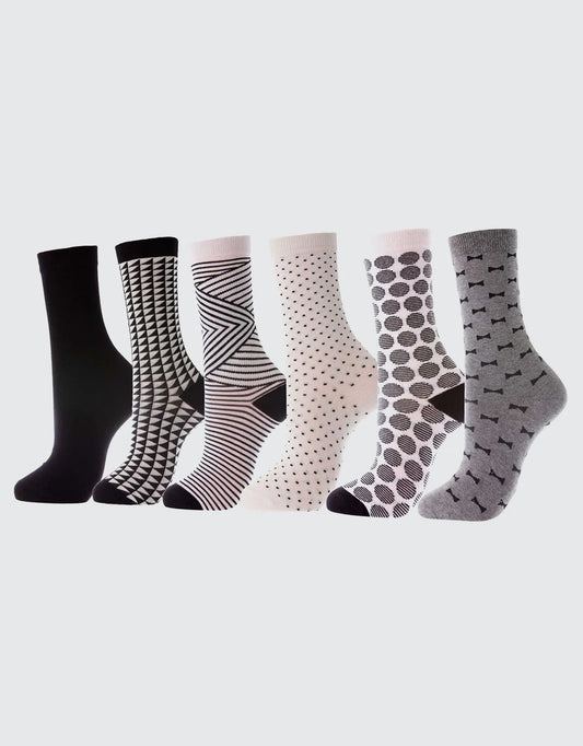 Women's Dress Crew Socks 6 Pack