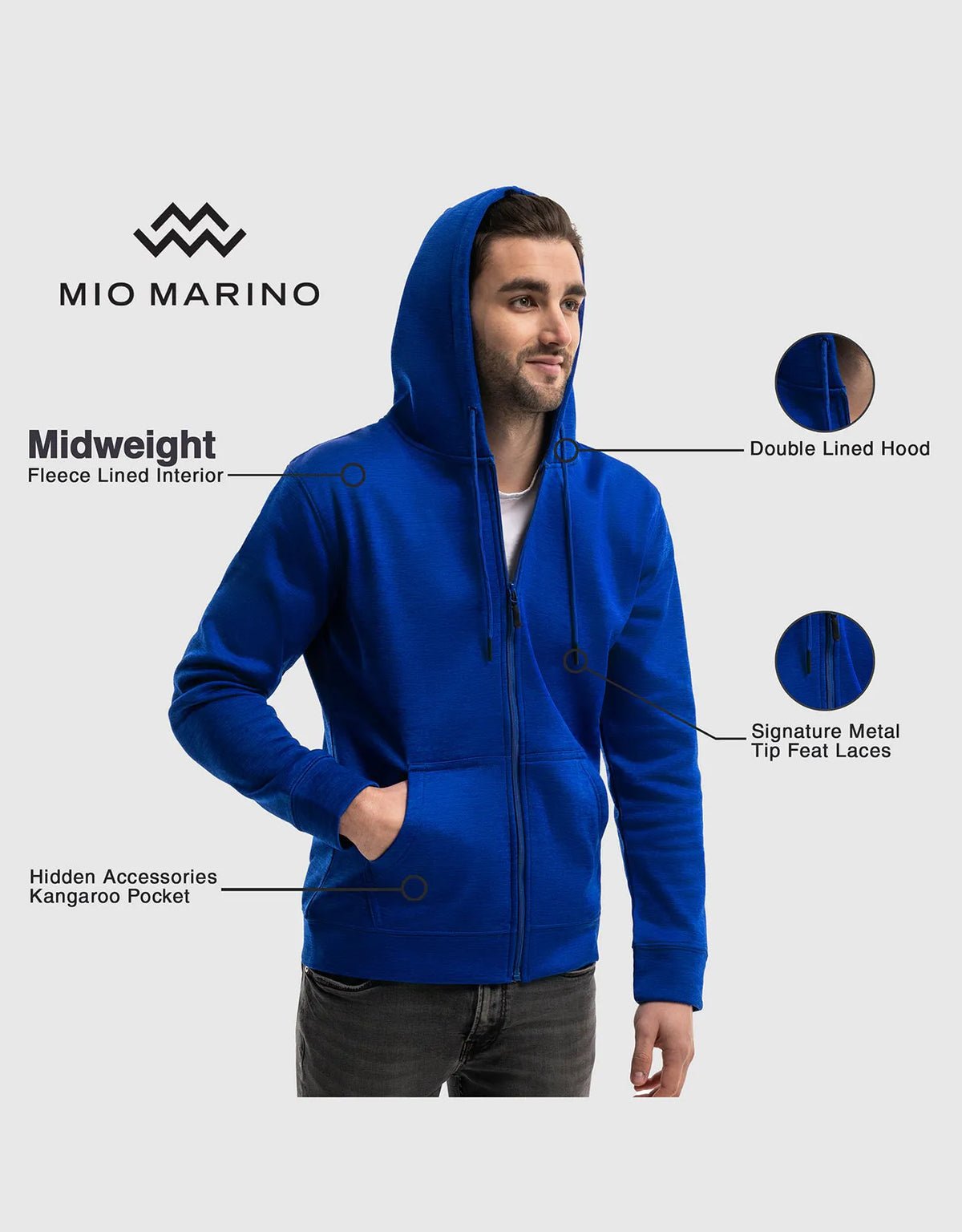 Men’s Full Zip Hooded Sweatshirt by Mio Marino