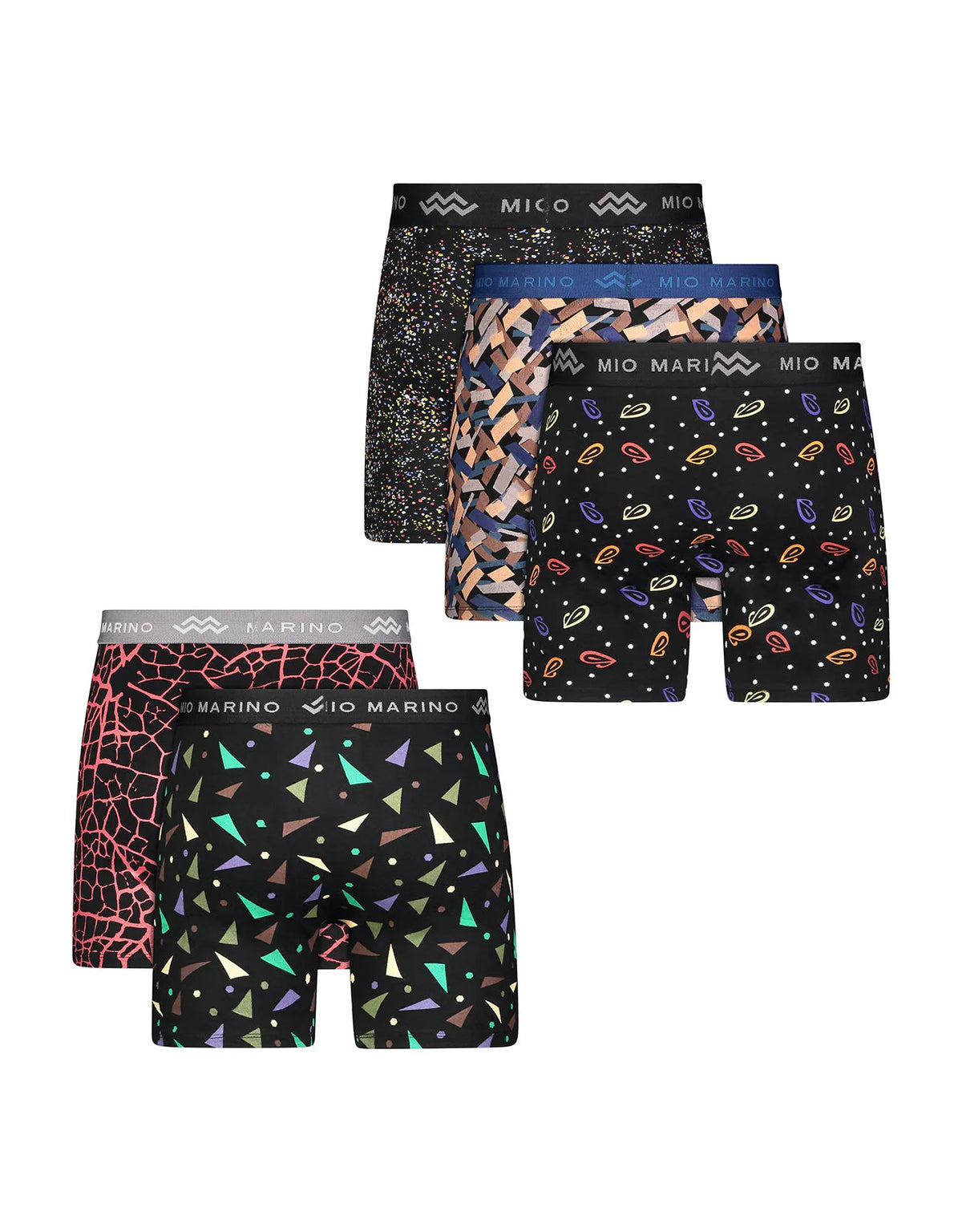 Mio Marino Premium Cotton Men's Boxers, 5-Pack Breathable Moisture Wicking Briefs for Comfort Skin Fit Bold Colors