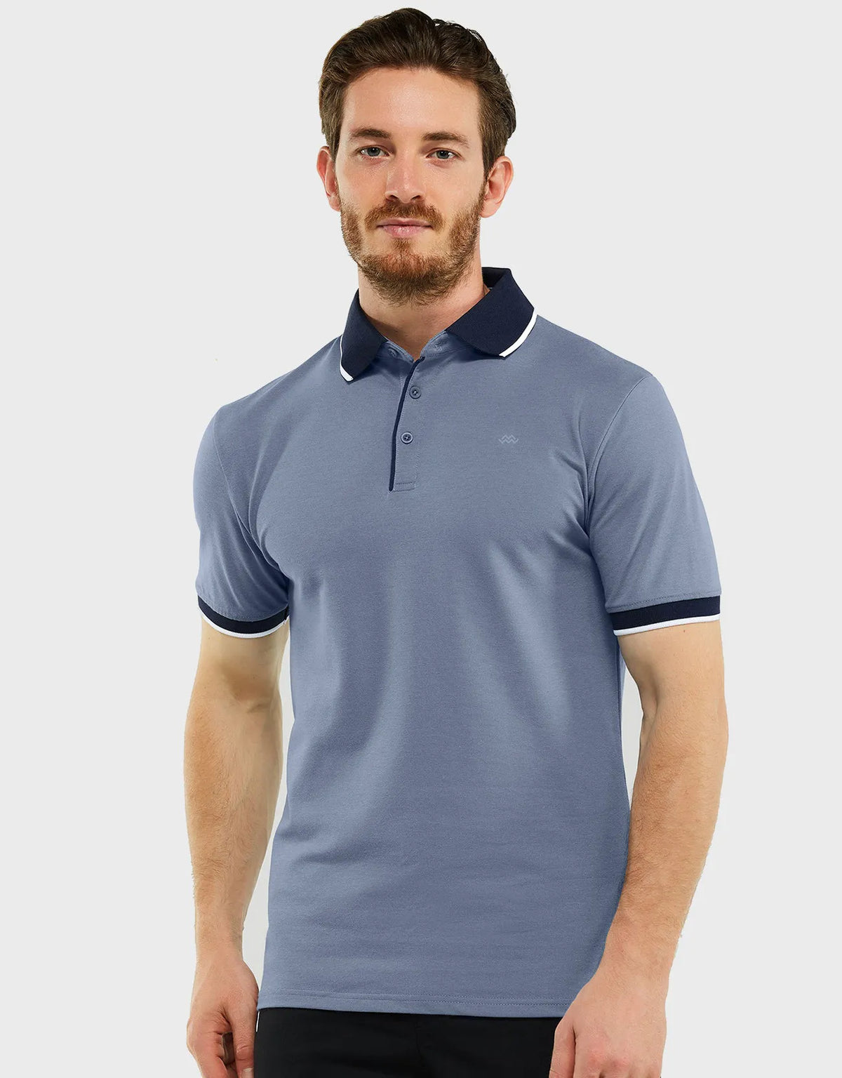 Men's Classic-Fit Cotton-Blend Pique Polo Shirt with Contrast Collar