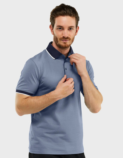 Men's Classic-Fit Cotton-Blend Pique Polo Shirt with Contrast Collar
