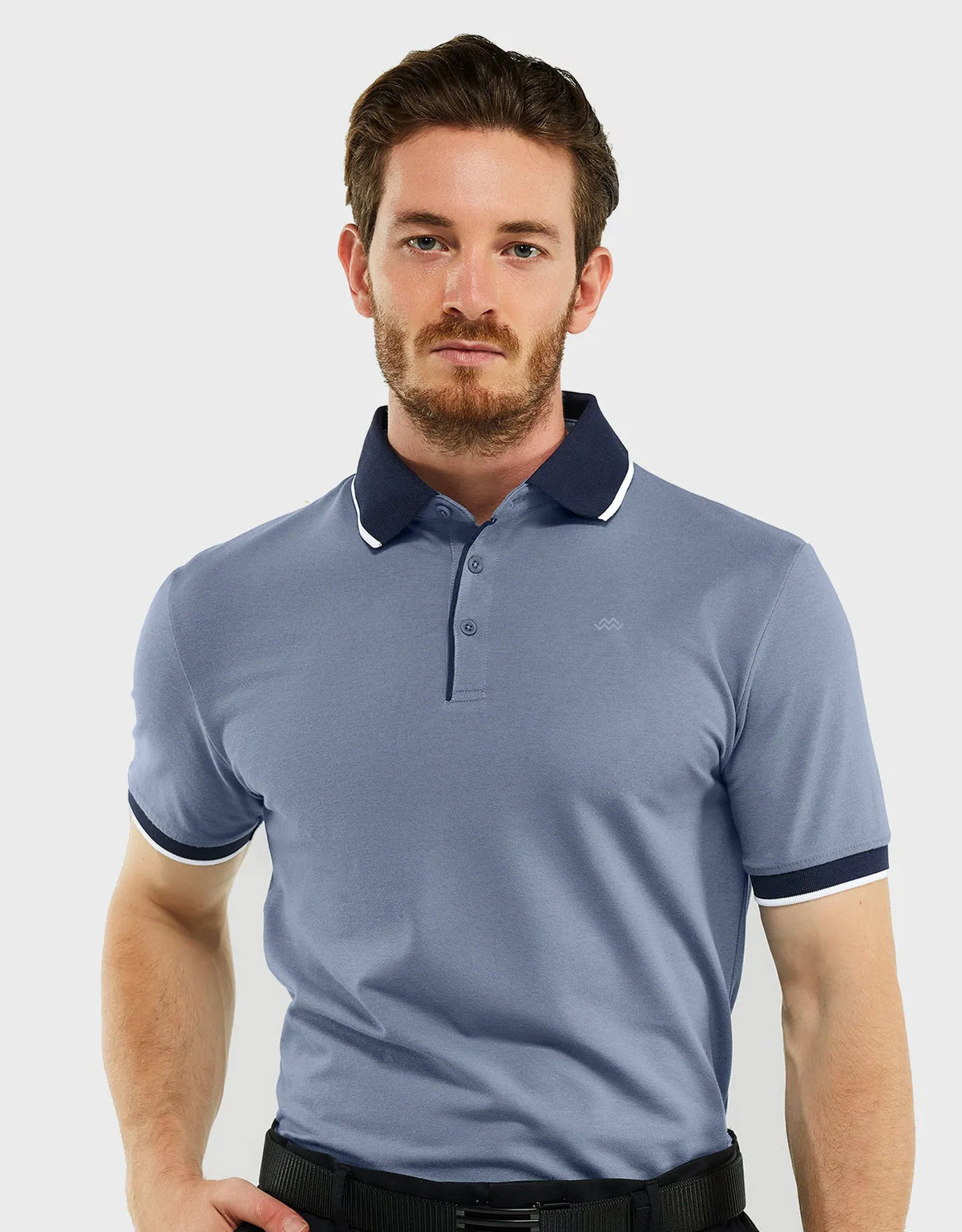 Men's Classic-Fit Cotton-Blend Pique Polo Shirt with Contrast Collar