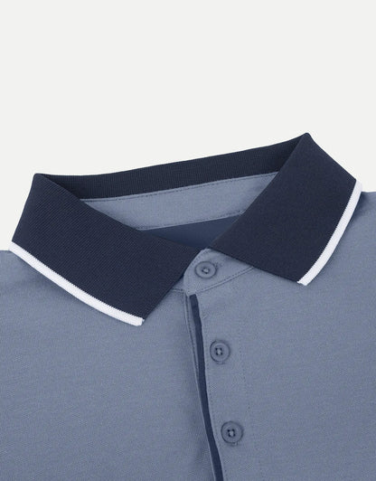 Men's Classic-Fit Cotton-Blend Pique Polo Shirt with Contrast Collar