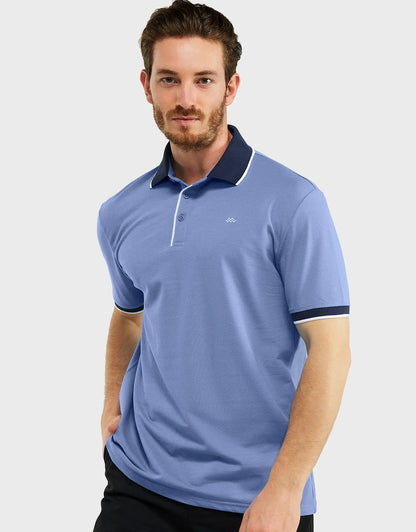 Men's Classic-Fit Cotton-Blend Pique Polo Shirt with Contrast Collar