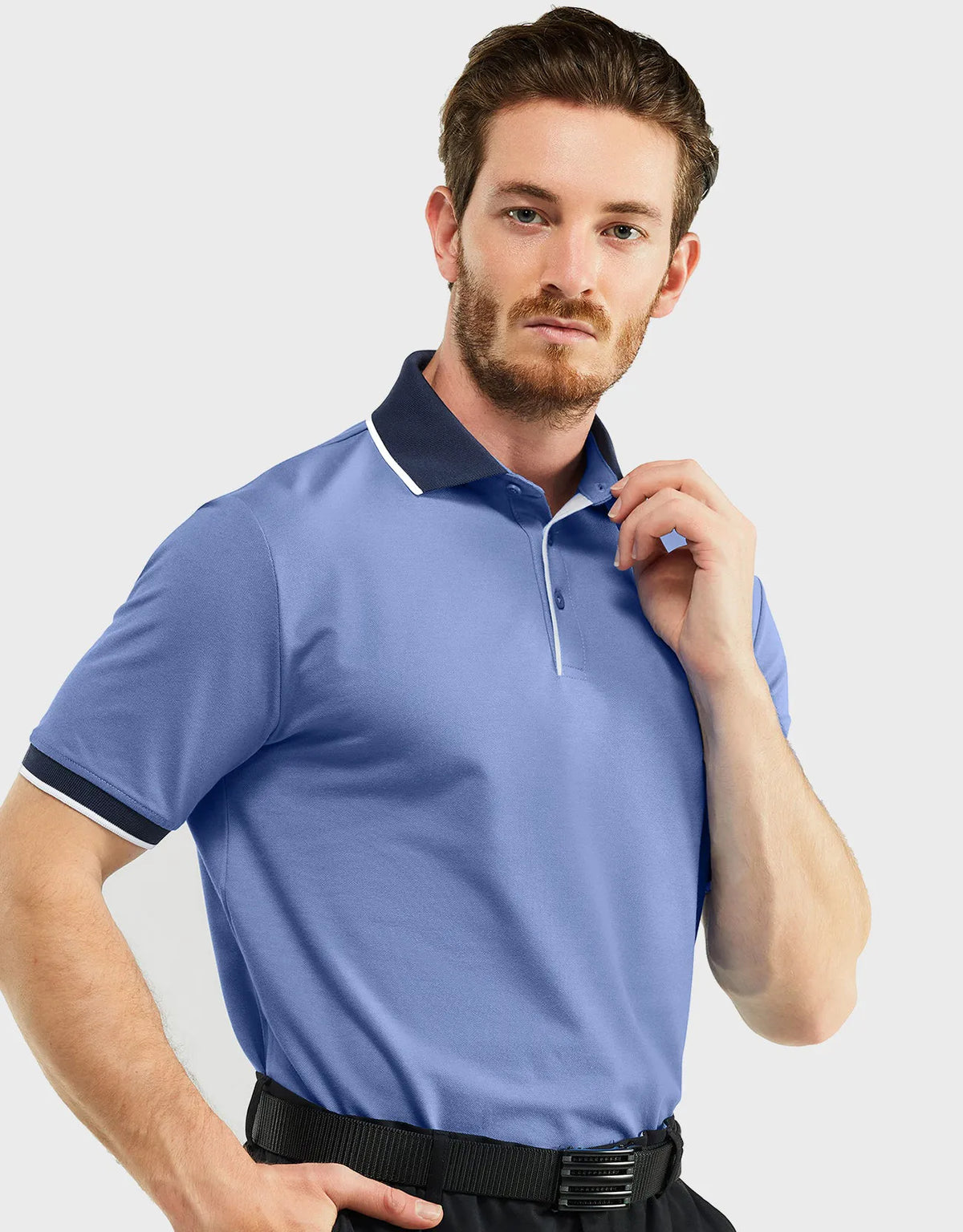 Men's Classic-Fit Cotton-Blend Pique Polo Shirt with Contrast Collar