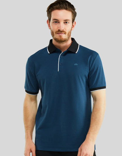 Men's Classic-Fit Cotton-Blend Pique Polo Shirt with Contrast Collar