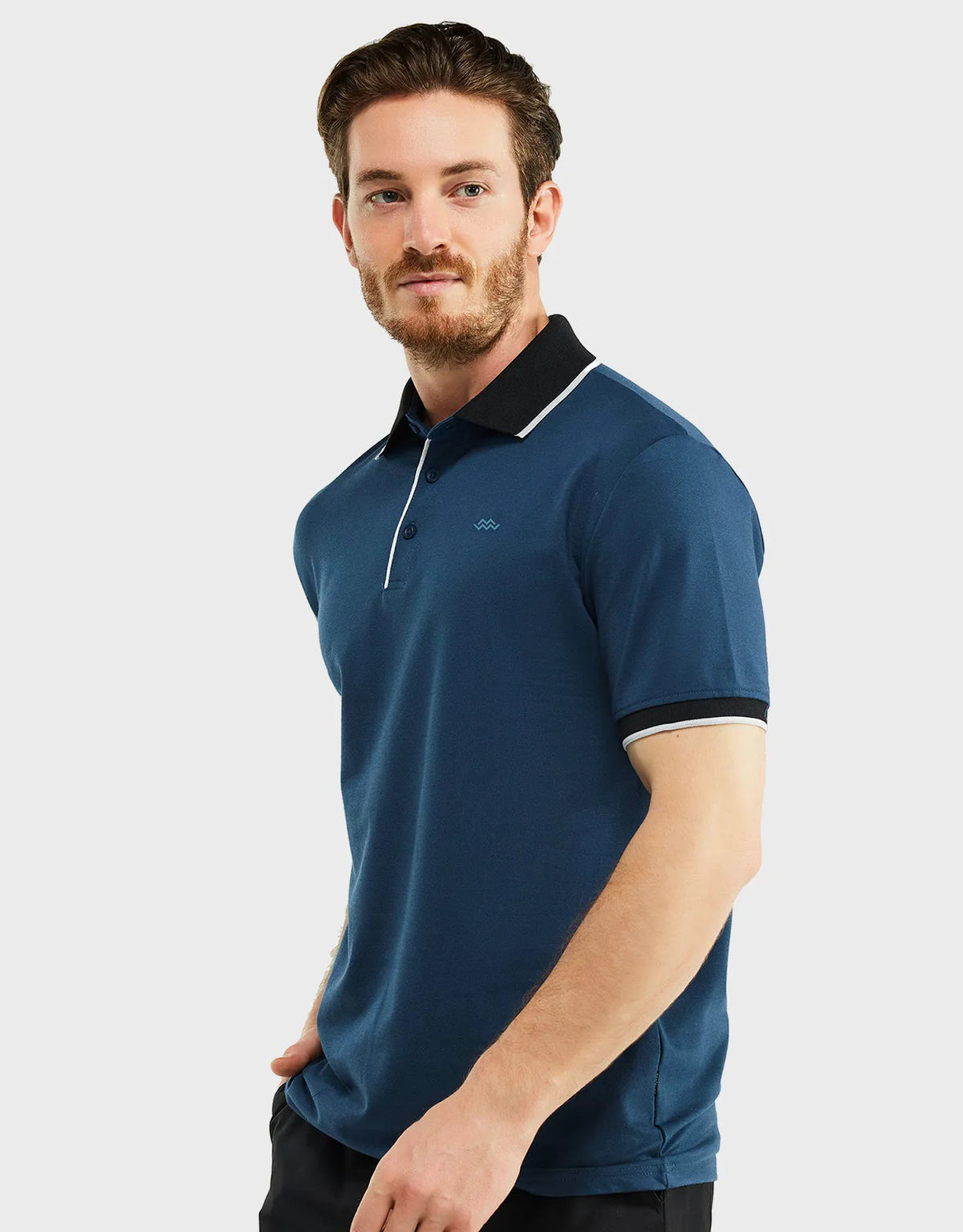 Men's Classic-Fit Cotton-Blend Pique Polo Shirt with Contrast Collar