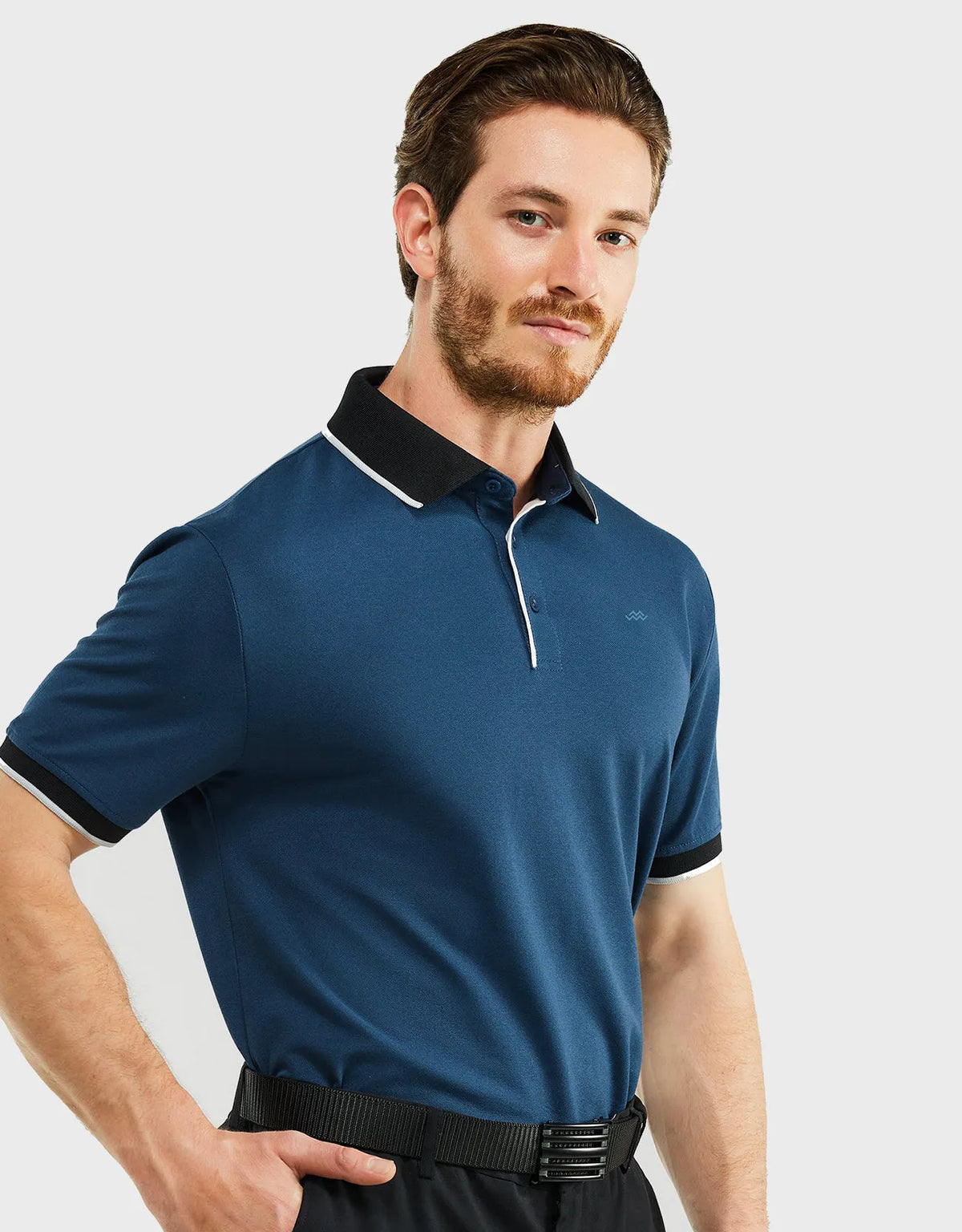 Men's Classic-Fit Cotton-Blend Pique Polo Shirt with Contrast Collar