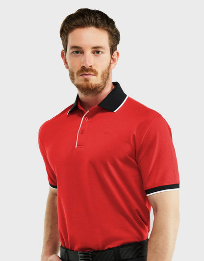 Men's Classic-Fit Cotton-Blend Pique Polo Shirt with Contrast Collar
