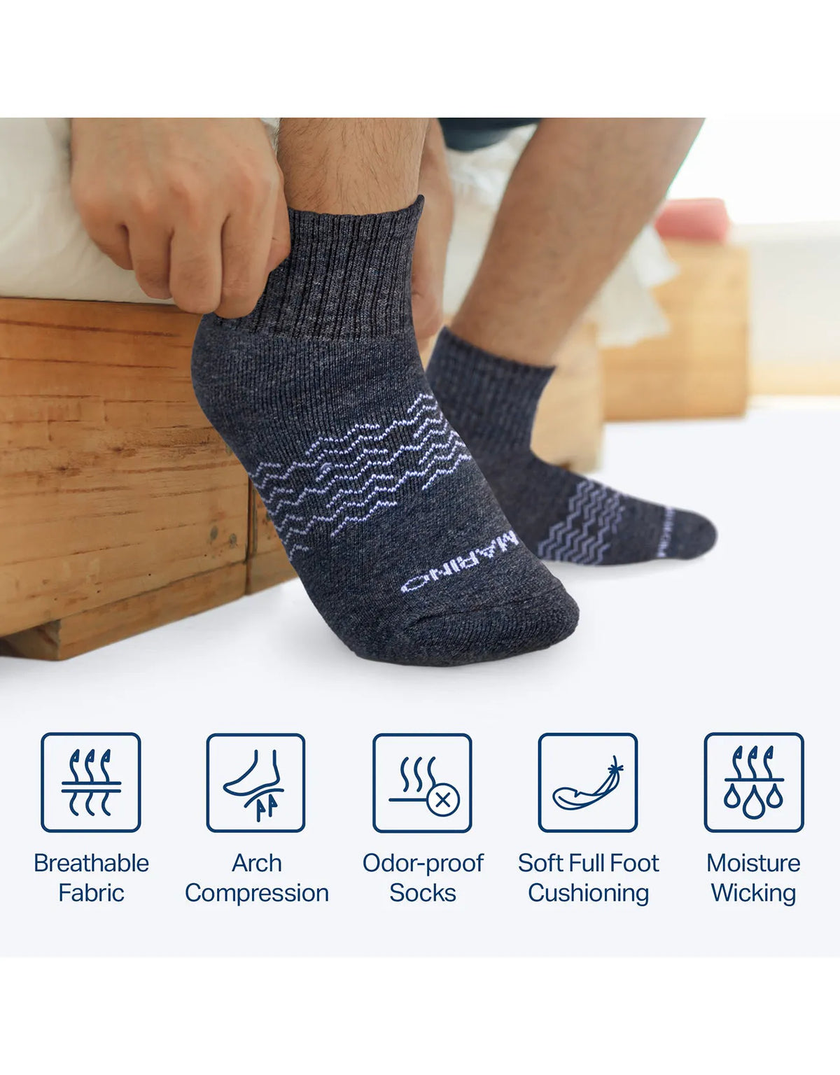 Men's Moisture Control Low Cut Ankle Socks 6 Pack