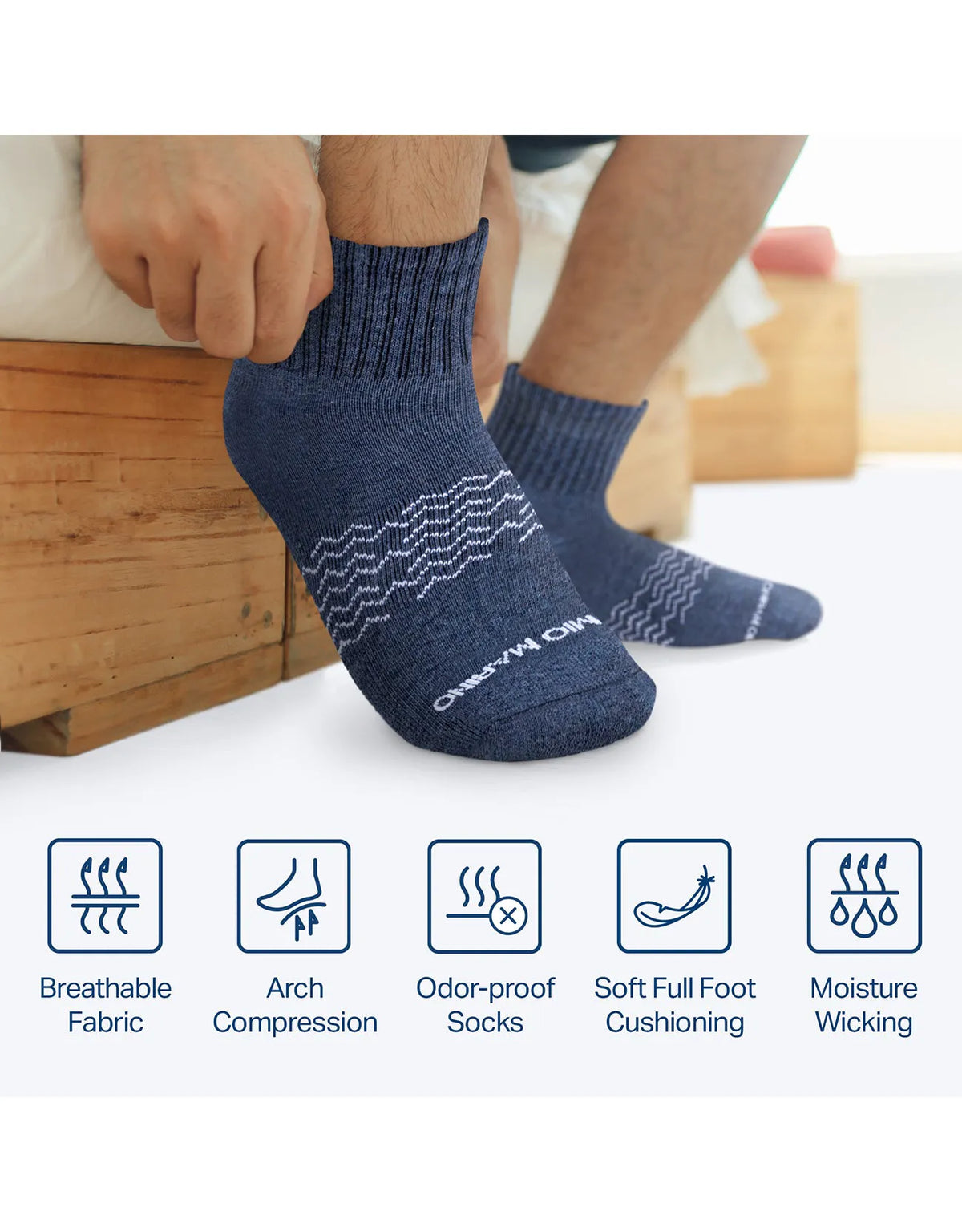 Men's Moisture Control Low Cut Ankle Socks 6 Pack