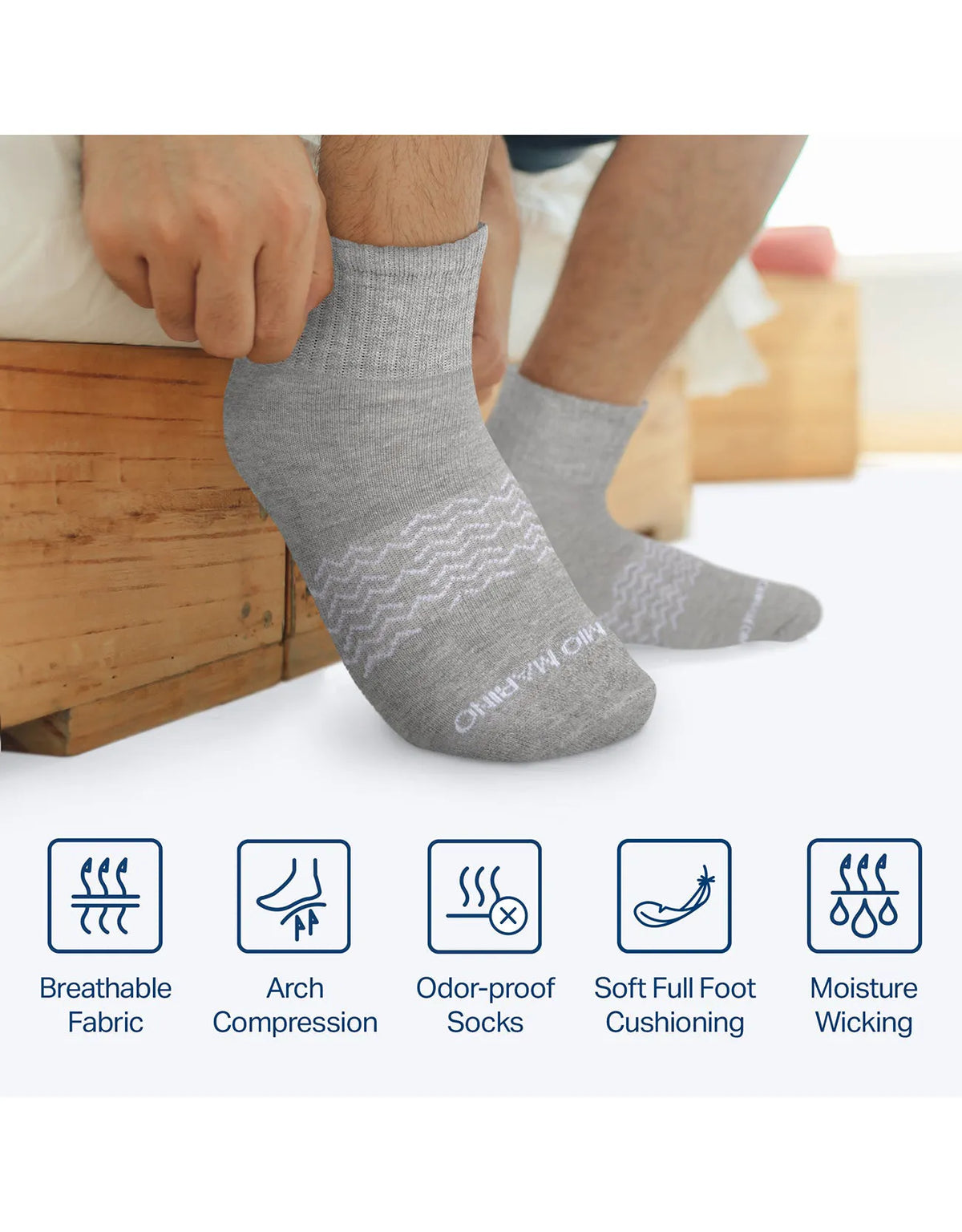 Men's Moisture Control Low Cut Ankle Socks 6 Pack