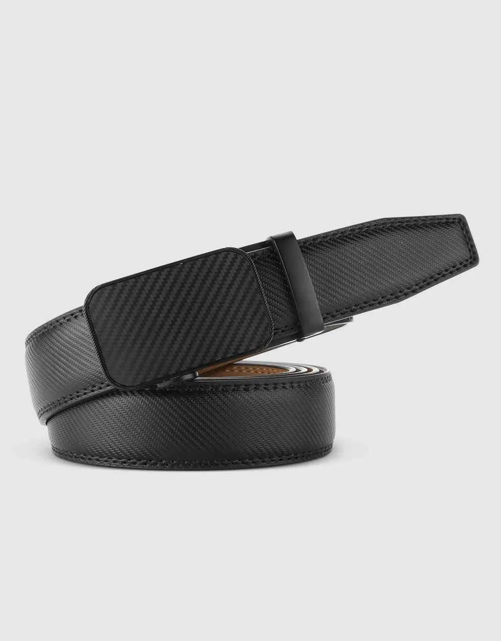 Men's Diagonal Weave Ratchet Leather Dress Belt
