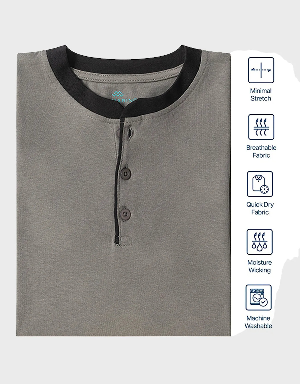 Men's Short Sleeve Henley T-Shirt-3 Pack