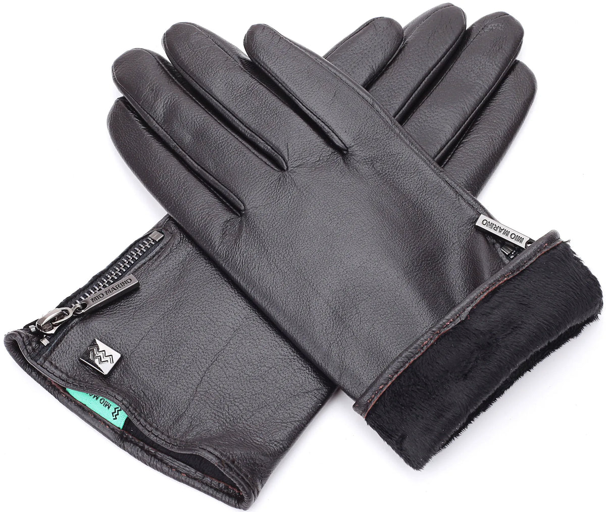 Wristed Zipper Nappa Leather Gloves
