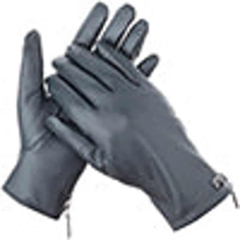 Wristed Zipper Nappa Leather Gloves