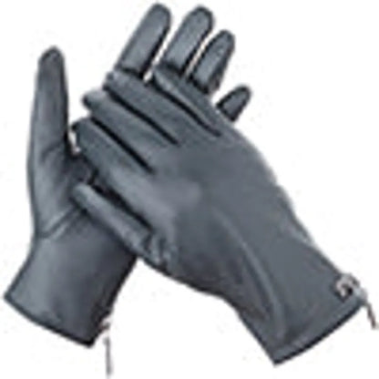 Wristed Zipper Nappa Leather Gloves