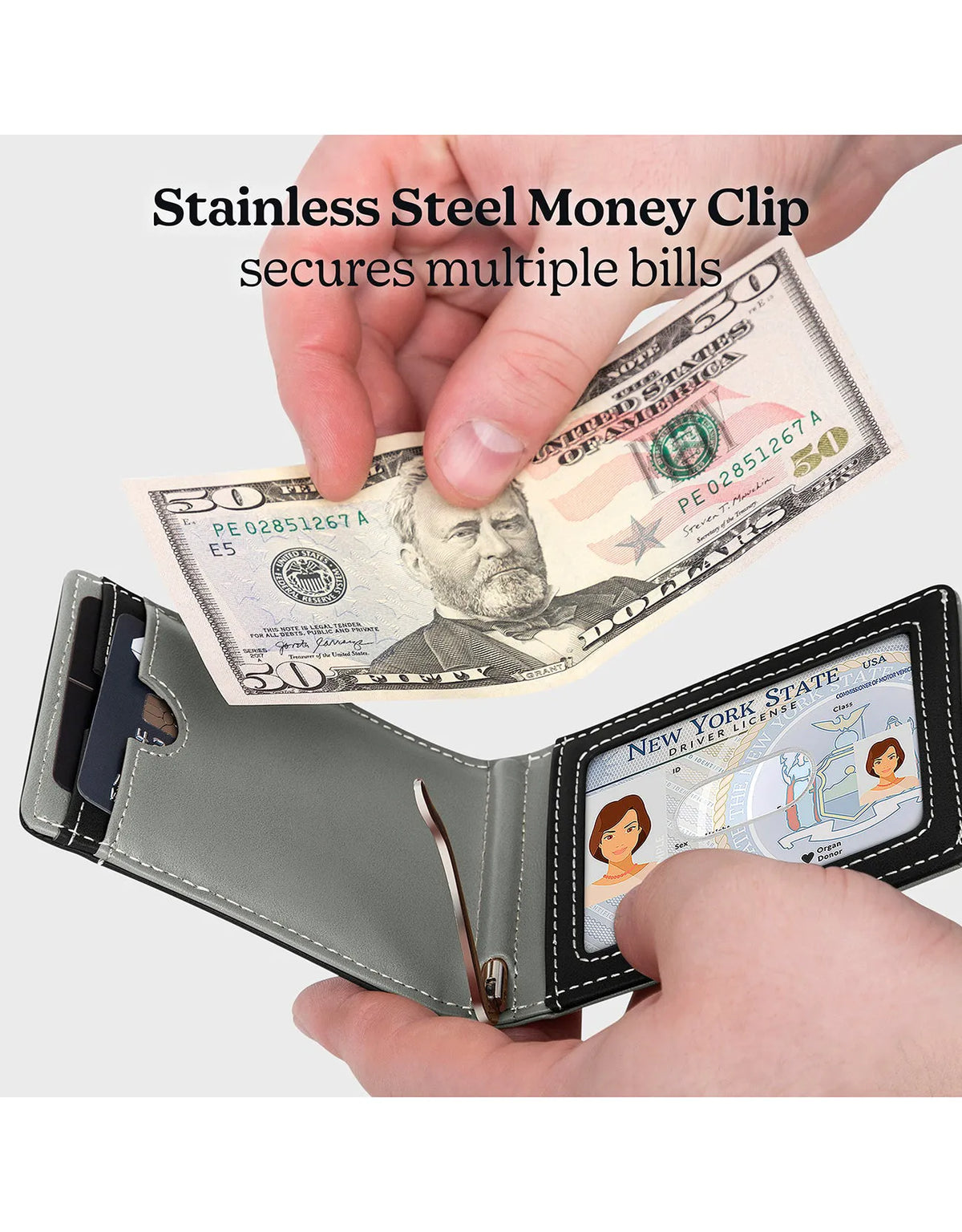 Men's Slim Bifold Wallet with Quick Access Pull Tab