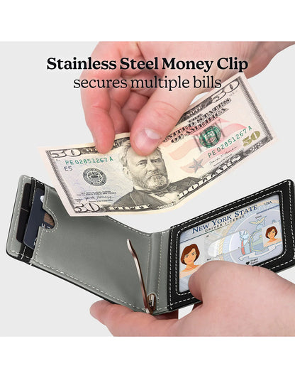 Men's Slim Bifold Wallet with Quick Access Pull Tab
